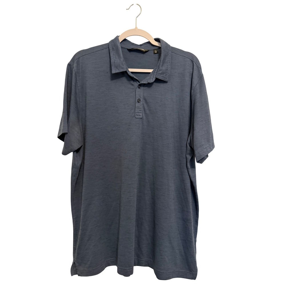 TravisMathew Men Blue Heather‎ Short Sleeve Polo Shirt XL Spectrum Paint Logo